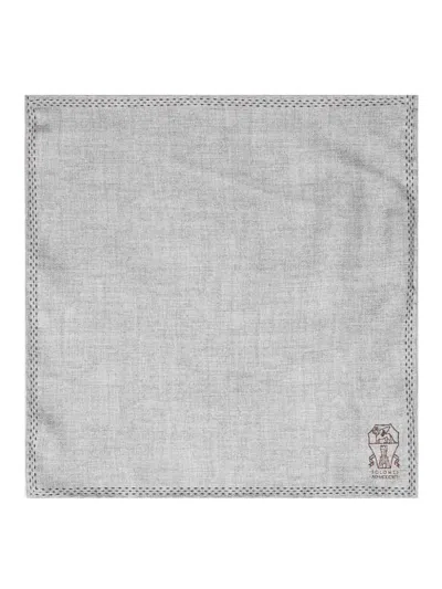 Brunello Cucinelli Logo-print Pocket Scarf In Grey