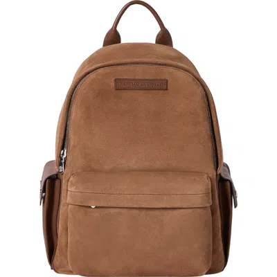 Brunello Cucinelli Buffalo Leather Backpack In Brown