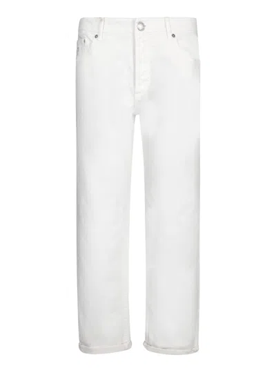 BRUNELLO CUCINELLI BULL CREAM COTTON TROUSERS