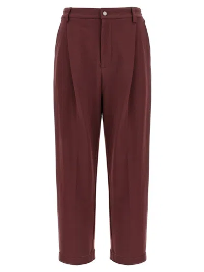 BRUNELLO CUCINELLI BRUNELLO CUCINELLI BURGUNDY CROP PANTS WITH ELASTIC WAISTBAND