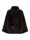 Brunello Cucinelli Double-breasted Reversible Fur Jacket With Front Pockets In Brown