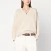 Brunello Cucinelli Butter-coloured Cotton Sweater In White
