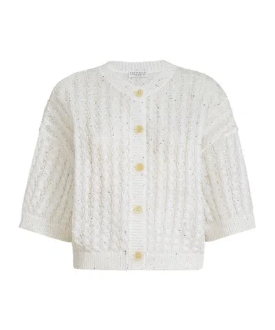 Brunello Cucinelli Button Cable-knit Cardigan In White