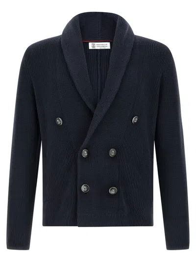 Brunello Cucinelli Button Cardigan Sweaters And Cardigans Blue