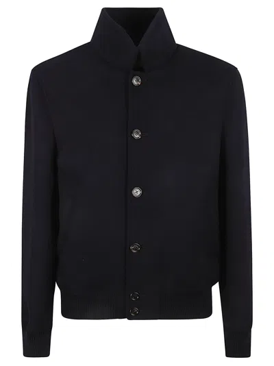 Brunello Cucinelli Button Classic Jacket In Navy