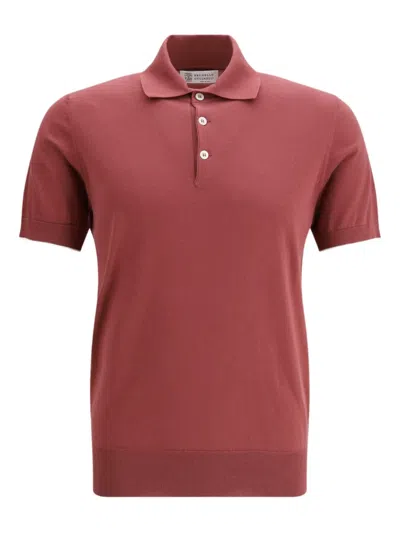 Brunello Cucinelli Button Collar Polo Shirt In Pink