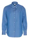 Brunello Cucinelli Denim Shirt With Long Sleeves And Collar In Blue