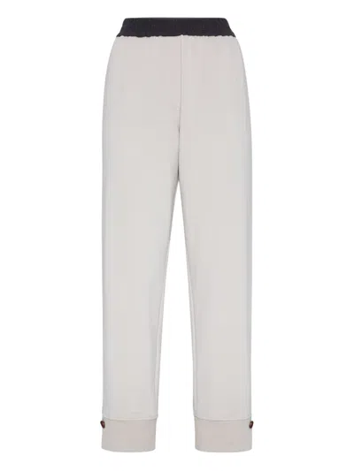 Brunello Cucinelli Button-cuffed Sweatpants In Neutral