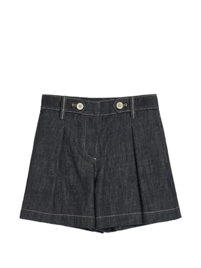 Brunello Cucinelli Kids' Button Denim Sailor Shorts In Black