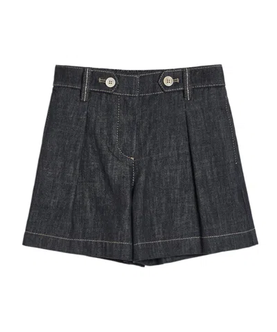 Brunello Cucinelli Kids' Button Denim Sailor Shorts In Black