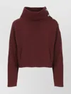 Brunello Cucinelli Button Detail Turtleneck Knitwear Top In Burgundy