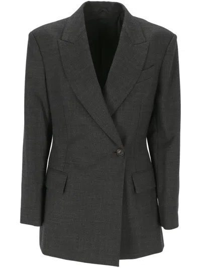 Brunello Cucinelli Button Detailed Long In Grey