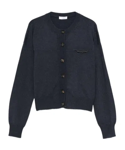 Brunello Cucinelli Button-down Cashmere Cardigan In Blue