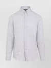 Brunello Cucinelli Grey Linen Shirt With Classic Button-down Collar