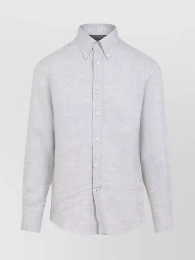 BRUNELLO CUCINELLI BUTTON-DOWN COLLAR LINEN SHIRT