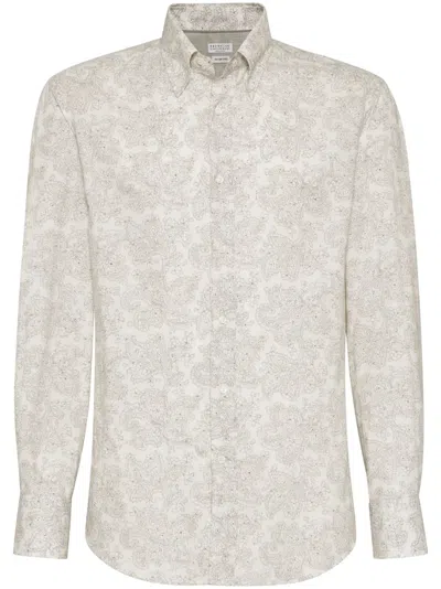 Brunello Cucinelli Button-down Collar Shirt In Panama