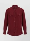 Brunello Cucinelli Button-down Corduroy Shirt Featuring Chest Pockets In Red