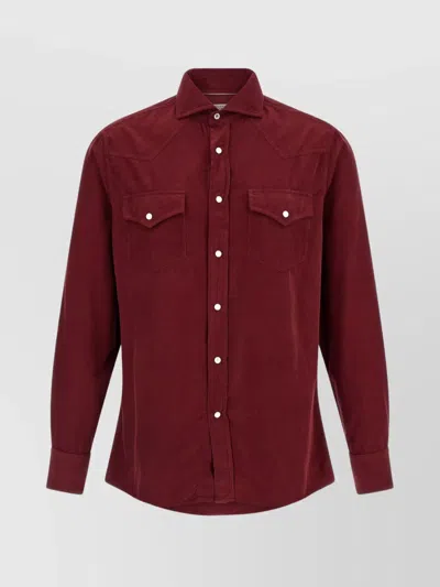 BRUNELLO CUCINELLI BUTTON-DOWN CORDUROY SHIRT FEATURING CHEST POCKETS