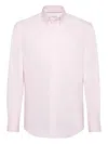 Brunello Cucinelli Button-down Cotton Shirt In Pink
