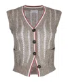 Brunello Cucinelli V-neck Sleeveless Knit Vest Design In Gray