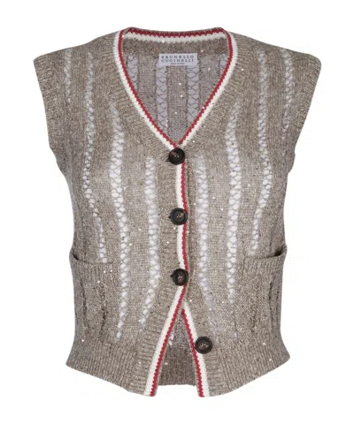 BRUNELLO CUCINELLI BRUNELLO CUCINELLI KNITTED BUTTONED VEST