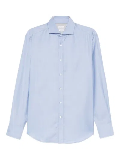 Brunello Cucinelli Button-down Long-sleeve Shirt In Blue