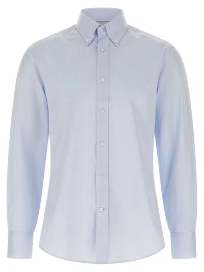 Brunello Cucinelli Men Button-down Shirt In Blue