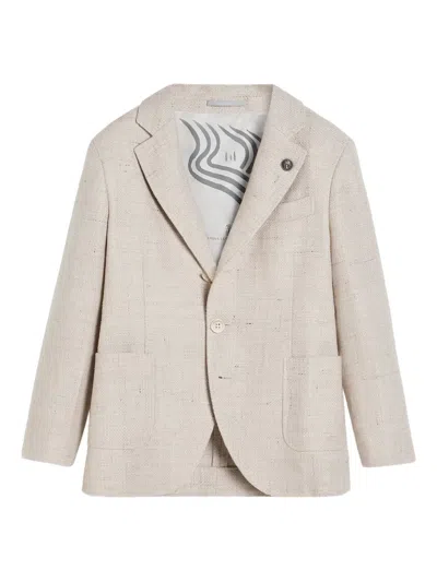 Brunello Cucinelli Kids' Button-fastening Blazer In Neutral