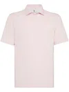 Brunello Cucinelli Men Cotton And Linen Pique Polo Shirt In Pink