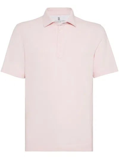 Brunello Cucinelli Button-fastening Cotton Polo Shirt In Pink
