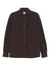 Brunello Cucinelli Man Shirt Deep Purple Size Xl Cotton In Brown