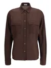 Brunello Cucinelli Long-sleeved Straight-hem Shirt In Brown