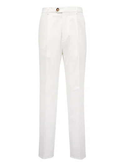 Brunello Cucinelli Men Dyed Tailored Cotton Trousers In Multi