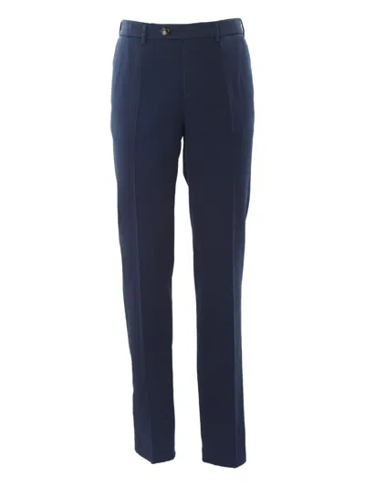 Brunello Cucinelli Button-fly Cotton Trousers In Blue