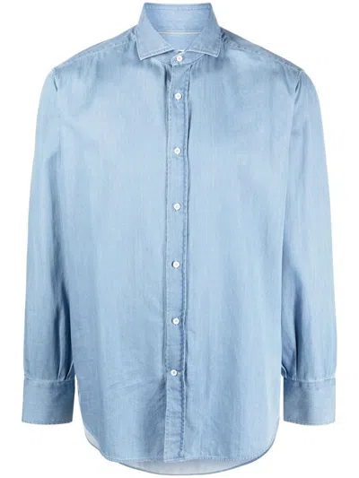 Brunello Cucinelli Button-front Denim Shirt In Clear Blue