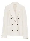 Brunello Cucinelli Button Herringbone Blazer In Neutral