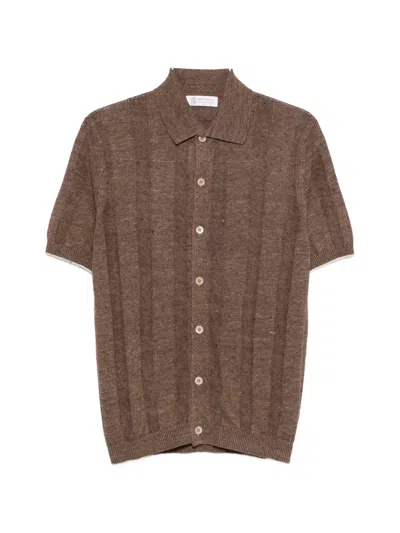 Brunello Cucinelli Button Shirt In Brown