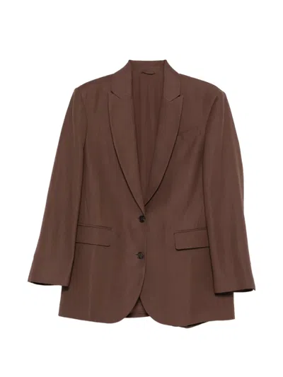 Brunello Cucinelli Button Single-breasted Blazer In Brown