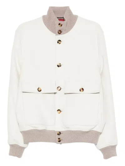 Brunello Cucinelli Button-up Bomber Jacket In White