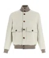Brunello Cucinelli Wool Bomber Jacket Puffer Jackets White In Neutral