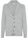 Brunello Cucinelli Button-up Cashmere Cardigan In Blue