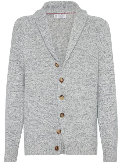 Brunello Cucinelli Button-up Cashmere Cardigan In Blue