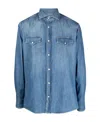 Brunello Cucinelli Button-up Cotton Denim Shirt In Blue