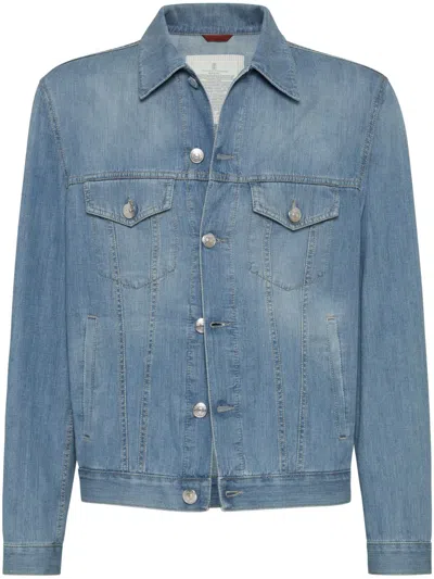 Brunello Cucinelli Button-up Denim Jacket In Blue