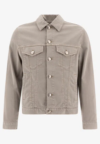 Brunello Cucinelli Men's Shirt Denim Jacket In Gray