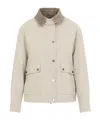 Brunello Cucinelli Hooded Parka Coat Contrast Collar Design In Neutral