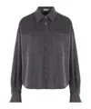 Brunello Cucinelli Wool Shirt With Chest Pockets And Horn Buttons In Blue