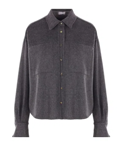 Brunello Cucinelli Button-up Long-sleeved Shirt In Blue
