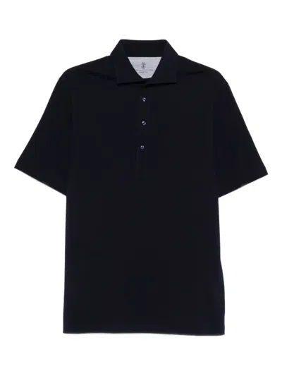Brunello Cucinelli Button-up Polo Shirt In Blue