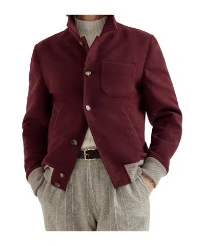 Brunello Cucinelli Button-up Wool-blend Jacket In Red